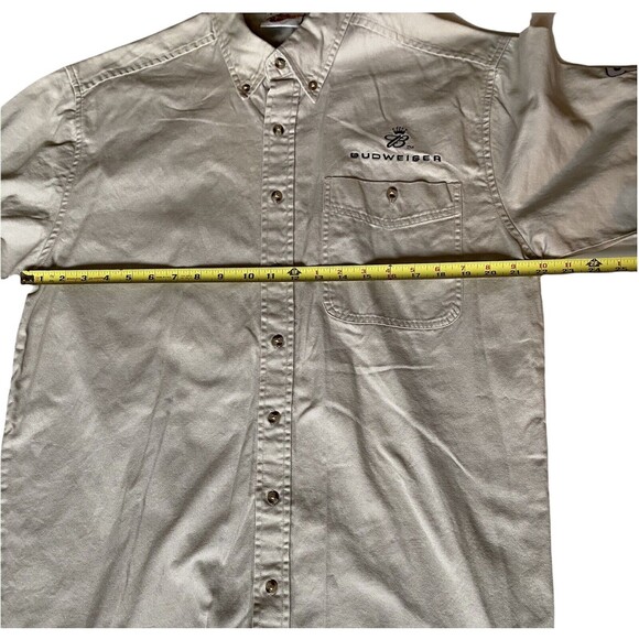 Winners Circle Men’s L Dale Earnhardt Jr #8 Button Up Shop Shirt Tan Bud Racing - Picture 3 of 8